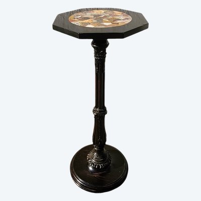 Stool with Hard Stone Marquetry Top, 19th Century