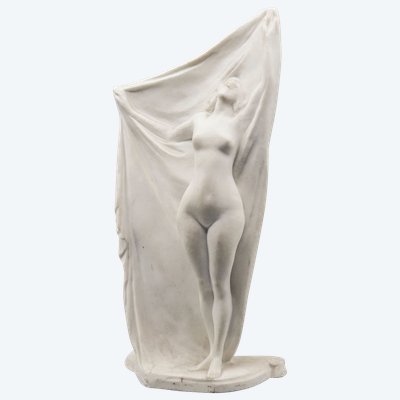 Théodore RIVIÉRE 1857-1912 Draped Nude, Biscuit