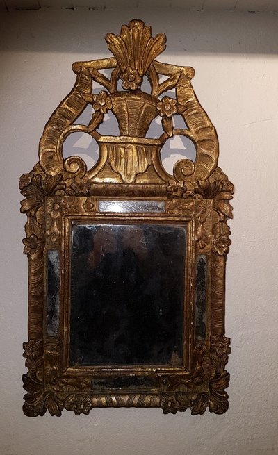 Gilded Wooden Mirror with Glazing Beads - Louis XV - 18th Century