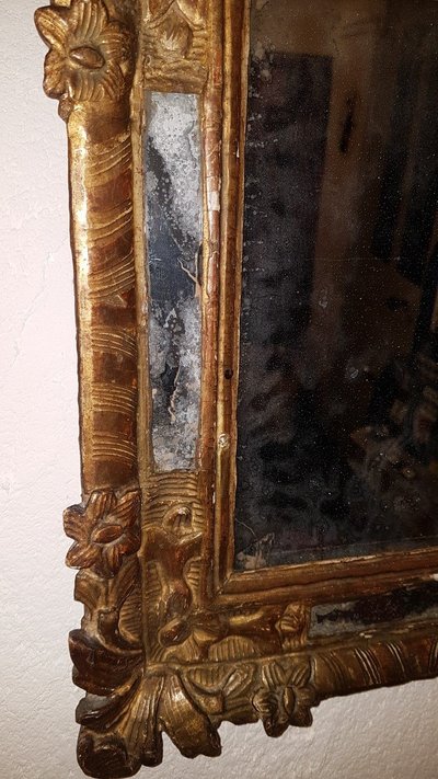 Gilded Wooden Mirror with Glazing Beads - Louis XV - 18th Century