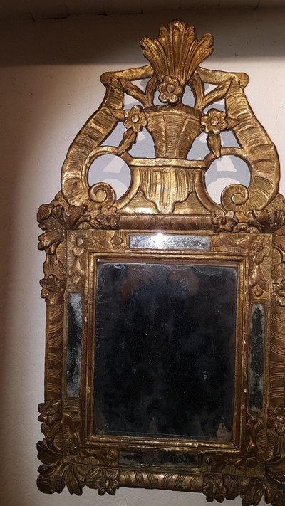 Gilded Wooden Mirror with Glazing Beads - Louis XV - 18th Century