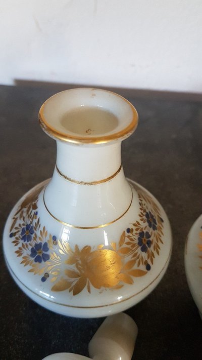 Pair of Charles X Opaline Bottles.