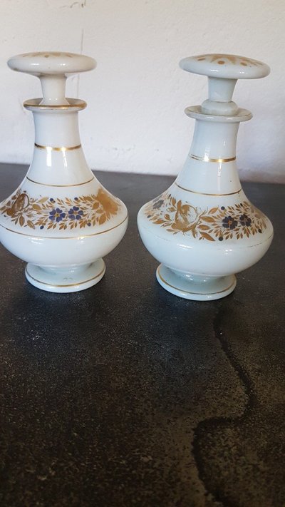 Pair of Charles X Opaline Bottles.