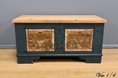 Painted Pine Chest, Eastern Europe – Late 19th Century