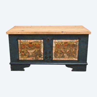 Painted Pine Chest, Eastern Europe – Late 19th Century