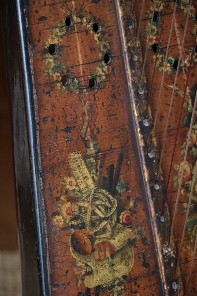 Louis XVI period gilded and carved wooden pedal harp