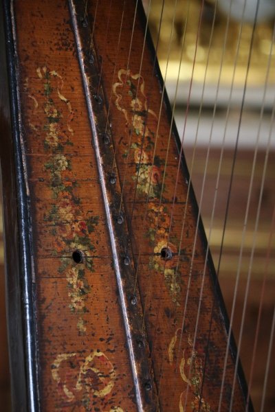 Louis XVI period gilded and carved wooden pedal harp