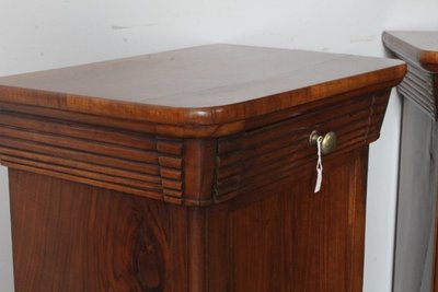 Antique pair of walnut bedside tables 1820 Milan. Carlo X. restored Size 49 x 34 h 80