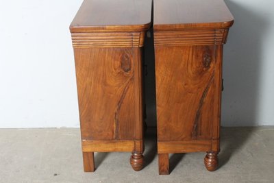 Antique pair of walnut bedside tables 1820 Milan. Carlo X. restored Size 49 x 34 h 80