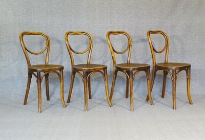 Set of 4 chairs No. 28 Thonet wooden seats - circa 1930 -