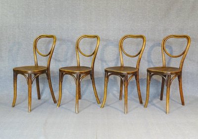 Set of 4 chairs No. 28 Thonet wooden seats - circa 1930 -