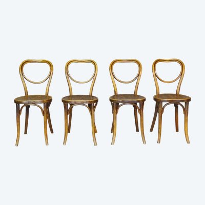 Set of 4 chairs No. 28 Thonet wooden seats - circa 1930 -