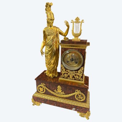 EMPIRE PERIOD CLOCK WITH DECOR OF A HELMETED MINERVA