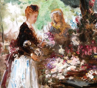 Hippolyte BOULENGER 1837-1874 Women with Flowers, painting, 1870, impressionism, Belgium