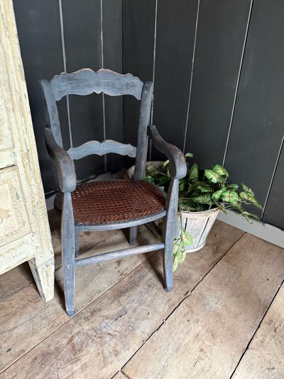 Small cane and patina children's chair