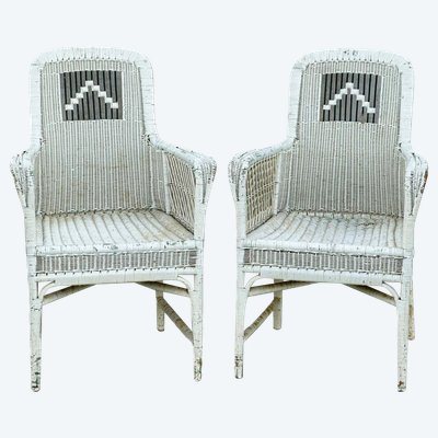 Pair of rattan armchairs