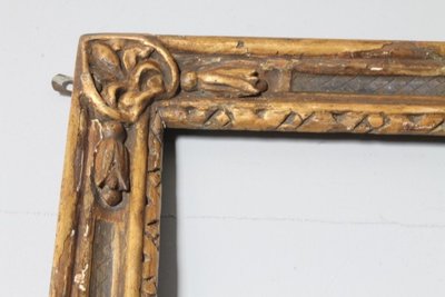 Antique large frame from the 1750s. Gilded and painted with carvings. Size 215 x 98