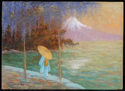 Georges Victor Laurent Dantu, Wisteria And Japanese In Front Of Fuji-Yama