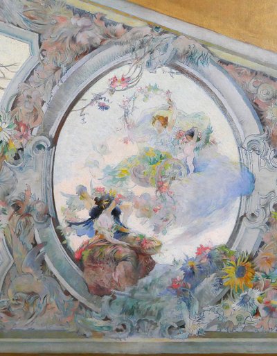 French school circa 1890-1900, Ceiling study for the Salon de Flore, painting