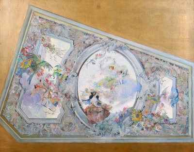 French school circa 1890-1900, Ceiling study for the Salon de Flore, painting