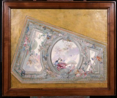 French school circa 1890-1900, Ceiling study for the Salon de Flore, painting