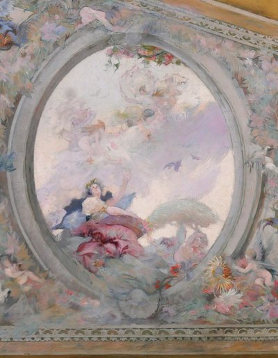 French school circa 1890-1900, Ceiling study for the Salon de Flore, painting