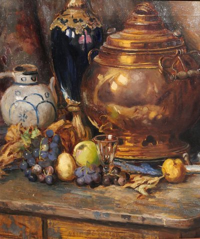 Bernard de Pooter 1883-1970 Still life with fruits and objects, painting, 1929, Belgium