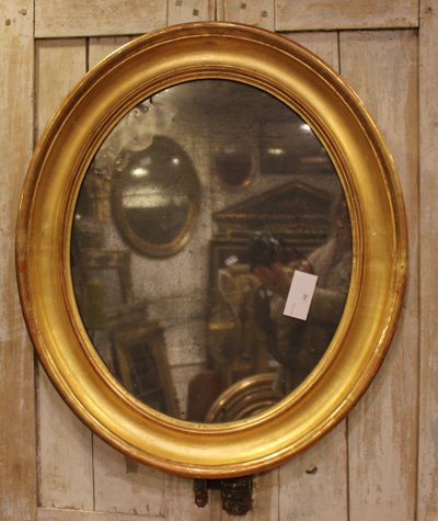 60 X 70 Cm Louis Philippe Oval Mirror Gold, Mercury Glass