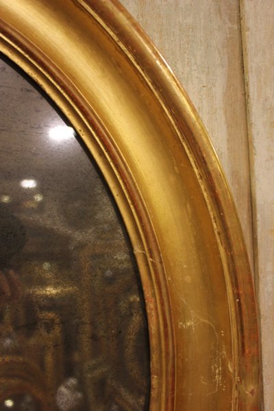 60 X 70 Cm Louis Philippe Oval Mirror Gold, Mercury Glass