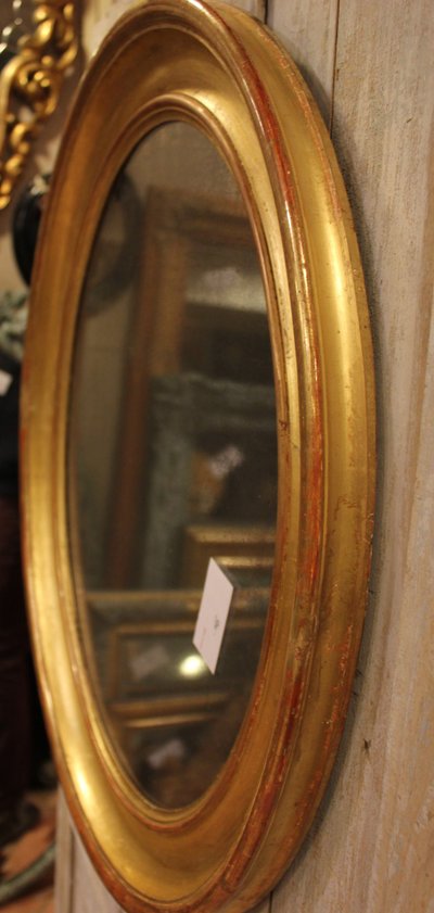 60 X 70 Cm Louis Philippe Oval Mirror Gold, Mercury Glass