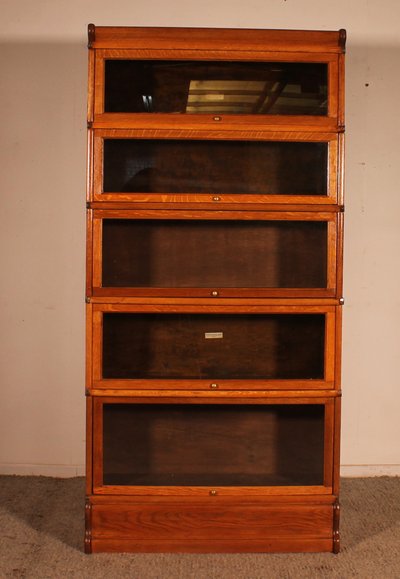 Globe Wernicke Bookcase In Golden Oak With 5 Elements