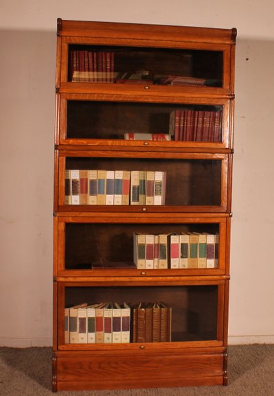 Globe Wernicke Bookcase In Golden Oak With 5 Elements