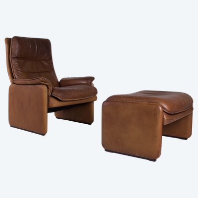 Fauteuil et Ottoman en cuir de Sede DS-50