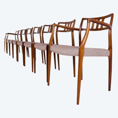 8 Rosewood chairs by Niels Otto Moller.