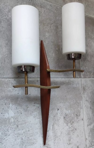 Large Pair of Modernist Wall Lights Lunel