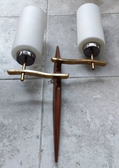 Large Pair of Modernist Wall Lights Lunel