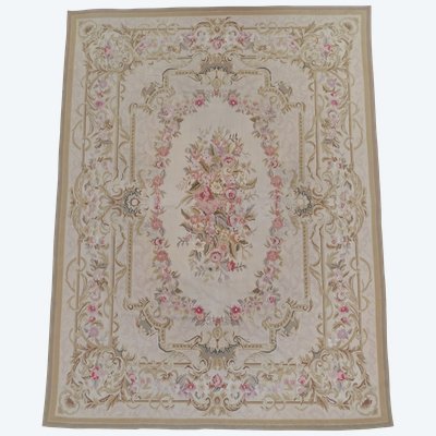 Large Louis XVI style Aubusson rug, Napoleon III period - 364cm x 265cm