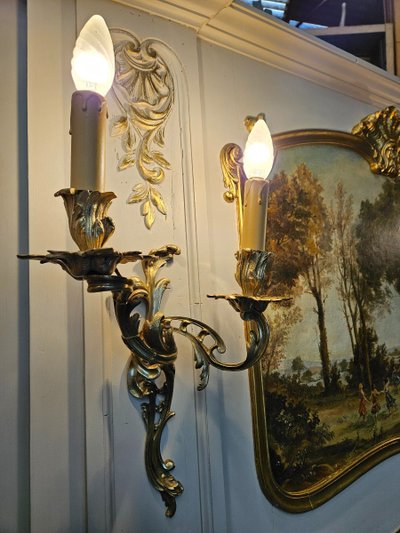 Trumeau De Boiserie - painting - mirror and 19th century light fixtures