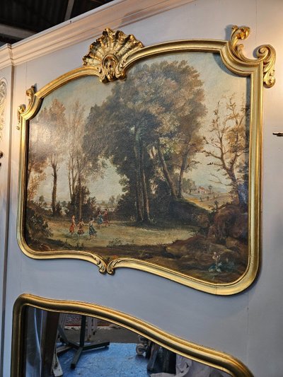 Trumeau De Boiserie - painting - mirror and 19th century light fixtures