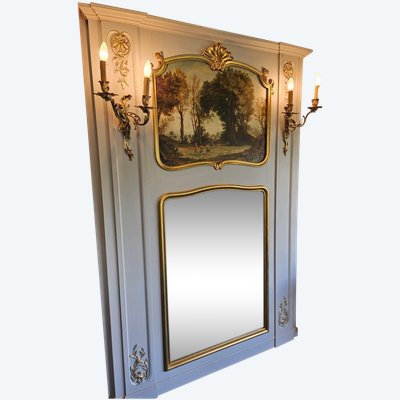 Trumeau De Boiserie - painting - mirror and 19th century light fixtures