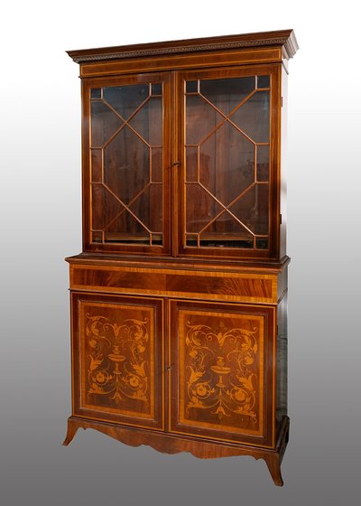 Antique Edwardian sideboard with raised top, England, 19th century.