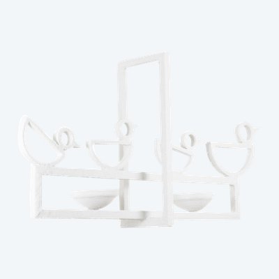 Rectangular plaster chandelier with bird decoration. LS62652409P