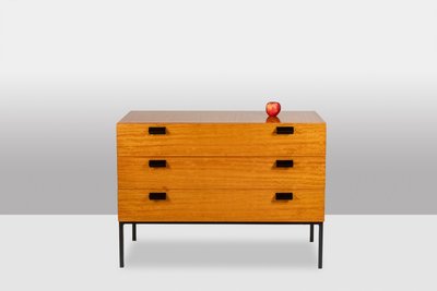 André Monpoix. Chest of drawers in varnished blond cherry. 1960s. LS62821109M