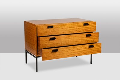 André Monpoix. Chest of drawers in varnished blond cherry. 1960s. LS62821109M