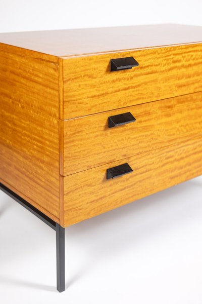 André Monpoix. Chest of drawers in varnished blond cherry. 1960s. LS62821109M