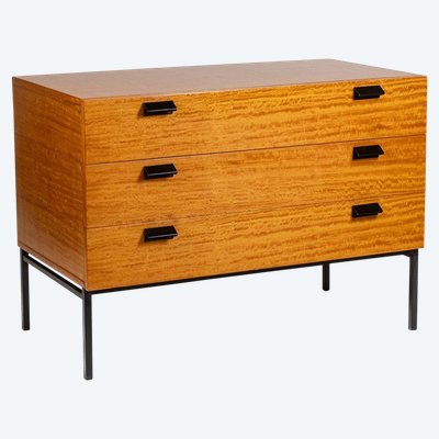 André Monpoix. Chest of drawers in varnished blond cherry. 1960s. LS62821109M