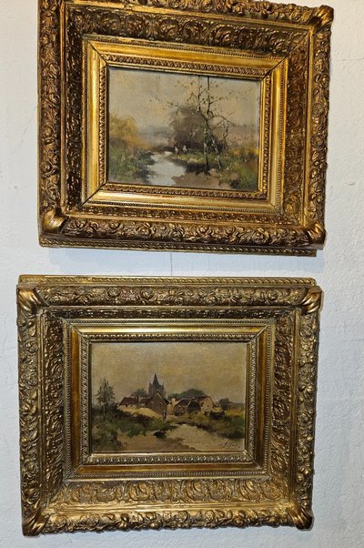 Pair of Paintings by the Painter Eugène Galien Laloue - Signed Léon Dupuy. 19th century.