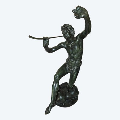 Bronze Sculpture of Bacchus Dancing and Playing the Flute - 19th Century -