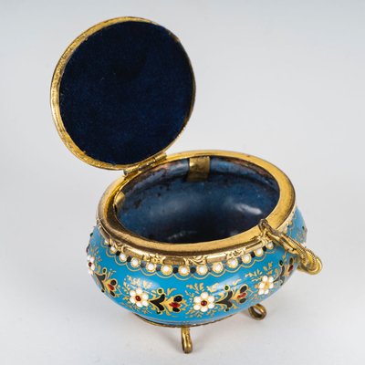 A small miniature box in gilded bronze and enamel, late 19th century