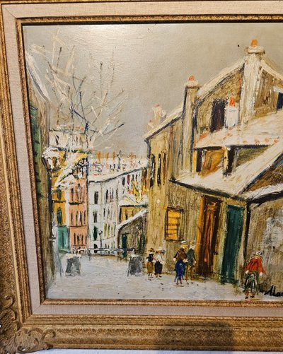 Oil Painting on Canvas - Maurice Utrillo (after) - (1883 - 1955) - Rue De Montmartre 20th